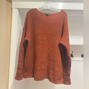 a.n.a Orange Ribbed Crew Neck Sweater Oversized Fit